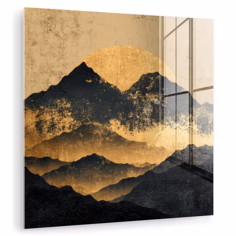 Gouden Bergen bij Maanlicht plexiglas 5mm klein -zzzproduct_nieuw