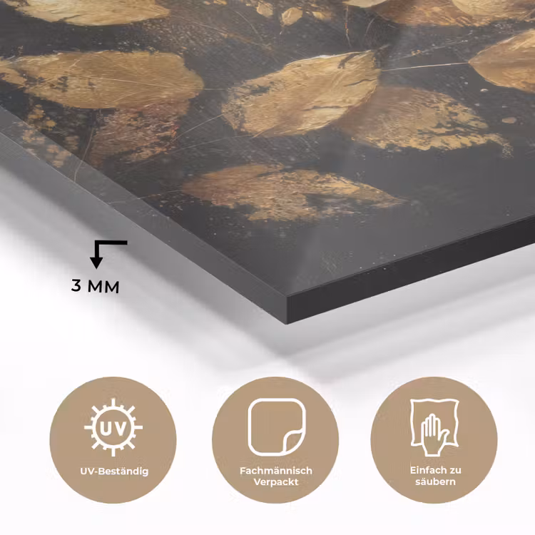 Gouden Bladeren op Donkere Achtergrond plexiglas 5mm klein -wsfeer2_DE