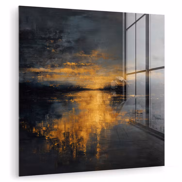 Gouden Reflectie op Water plexiglas 5mm klein -zzzproduct_nieuw