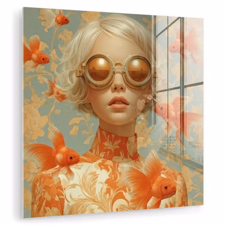 Goudvissen - Oranje - Vrouw - Blond plexiglas 5mm klein -zzzproduct_nieuw