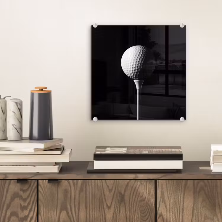 Golfbal - Minimalistisch - Wit plexiglas 5mm klein -sfeer1