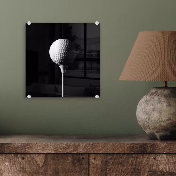 Golfbal - Minimalistisch - Wit plexiglas 5mm klein -sfeer3