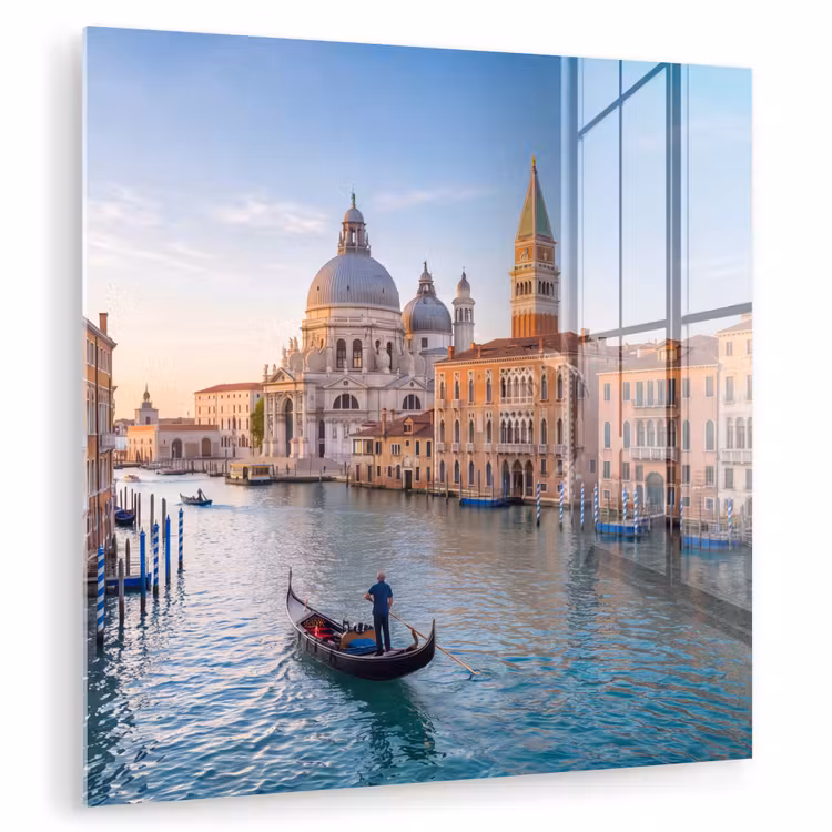 Glasbild - Gondel – Venedig – Kanal – Stadtansicht – Abendlicht — 1
