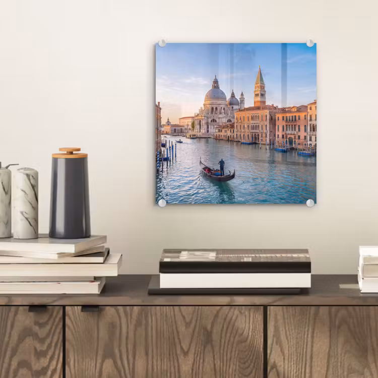 Glasbild - Gondel – Venedig – Kanal – Stadtansicht – Abendlicht — 2