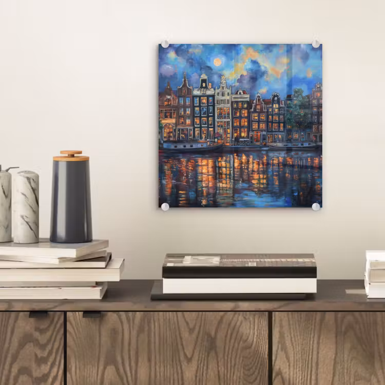 Grachten Amsterdam - Huizen - Stad - Kleurrijk plexiglas 5mm klein -sfeer1
