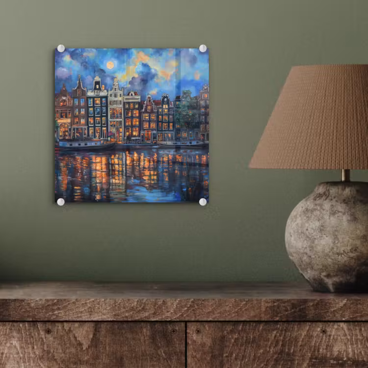 Grachten Amsterdam - Huizen - Stad - Kleurrijk plexiglas 5mm klein -sfeer3
