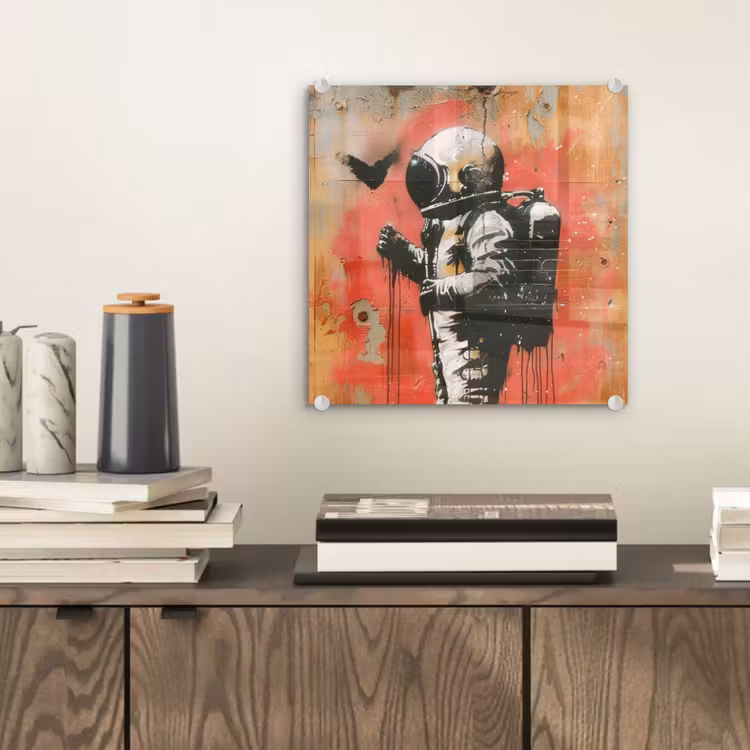 Graffiti - Astronaut - Street art - Ruimte - Banksy plexiglas 5mm klein -sfeer1