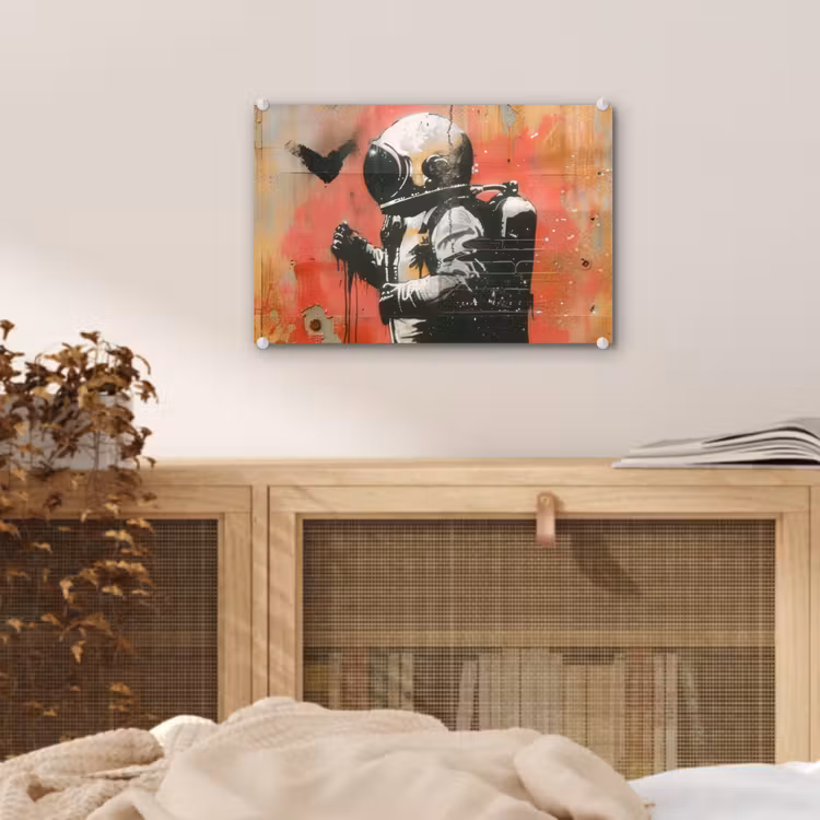 Graffiti - Astronaut - Street art - Ruimte - Banksy plexiglas 5mm klein -sfeer3