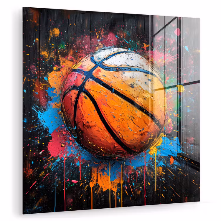 Graffiti - Basketbal - Verf - Sport plexiglas 5mm klein -zzzproduct_nieuw