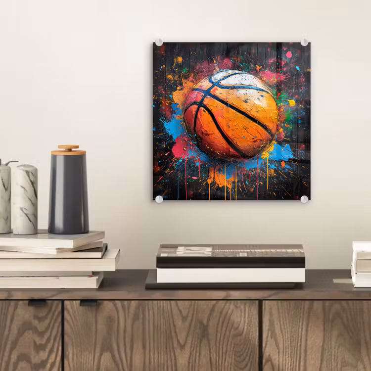 Graffiti - Basketbal - Verf - Sport plexiglas 5mm klein -sfeer1