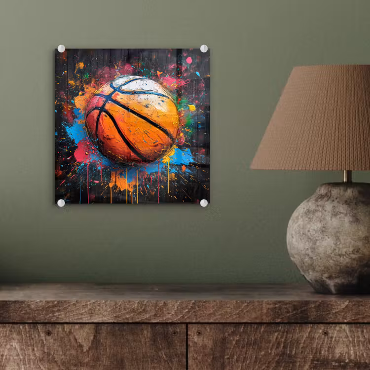 Graffiti - Basketbal - Verf - Sport plexiglas 5mm klein -sfeer3