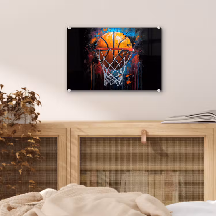 Graffiti - Basketbal - Sport - Zwart - Street art plexiglas 5mm klein -sfeer3