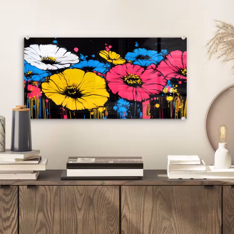 Graffiti - Bloemen - Kleur plexiglas 5mm klein -sfeer1