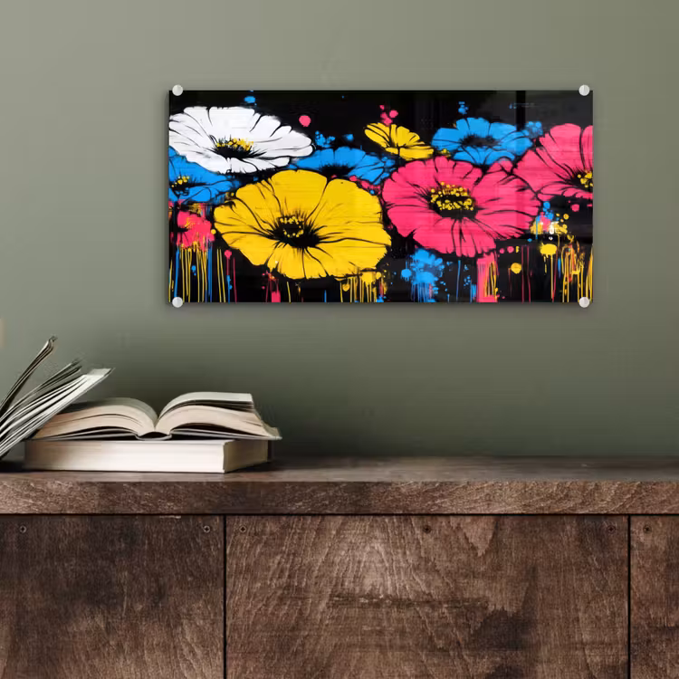 Graffiti - Bloemen - Kleur plexiglas 5mm klein -sfeer3