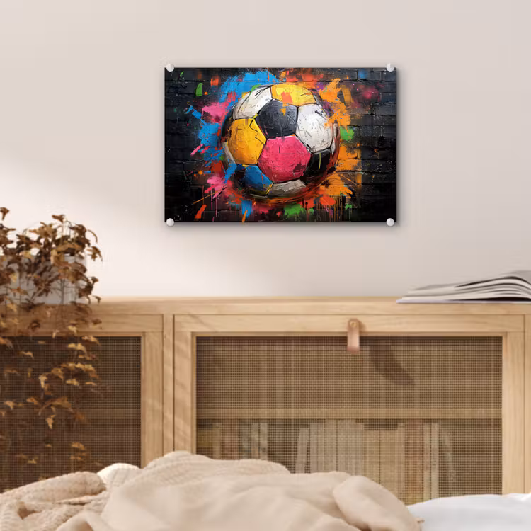 Graffiti - Voetbal - Muur - Street art - Sport plexiglas 5mm klein -sfeer3