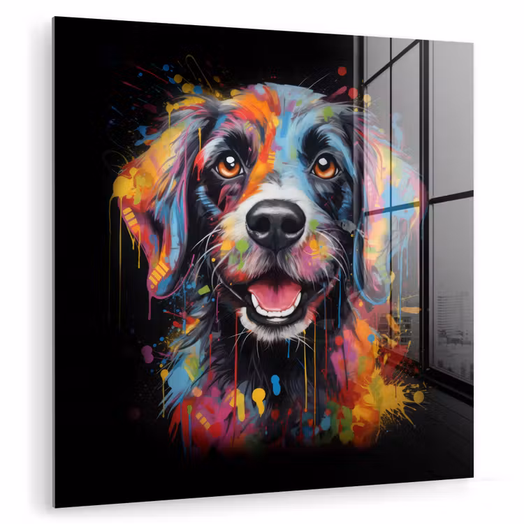 Graffiti - Hond - Zwart - Kleuren plexiglas 5mm klein -zzzproduct_nieuw