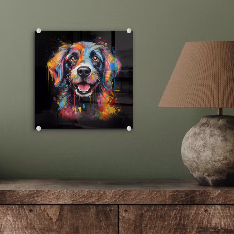 Graffiti - Hond - Zwart - Kleuren plexiglas 5mm klein -sfeer3