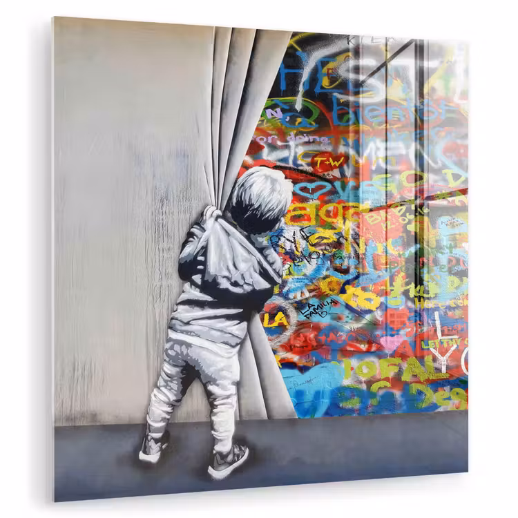 Graffiti - Illusie - Jongen - Street art plexiglas 5mm klein -zzzproduct_nieuw