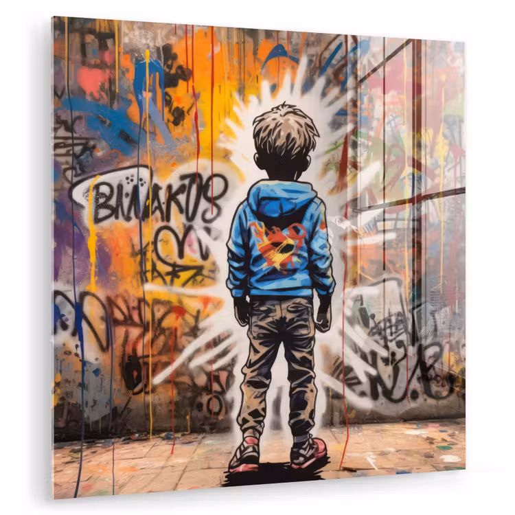 Graffiti - Jongen - Kleuren - Kunst - Street Art plexiglas 5mm klein -zzzproduct_nieuw