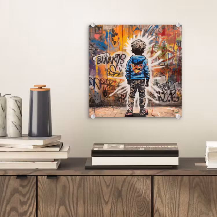 Graffiti - Jongen - Kleuren - Kunst - Street Art plexiglas 5mm klein -sfeer1