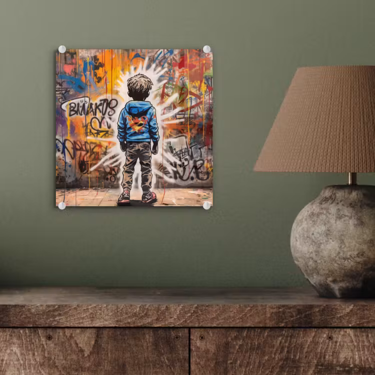 Graffiti - Jongen - Kleuren - Kunst - Street Art plexiglas 5mm klein -sfeer3