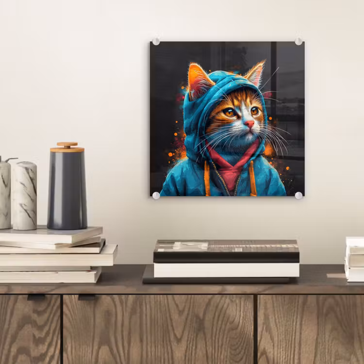 Graffiti - Kat - Zwart - Jas plexiglas 5mm klein -sfeer1