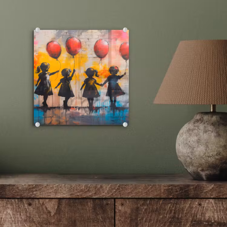 Graffiti - Kinderen - Street art - Ballon - Banksy plexiglas 5mm klein -sfeer3