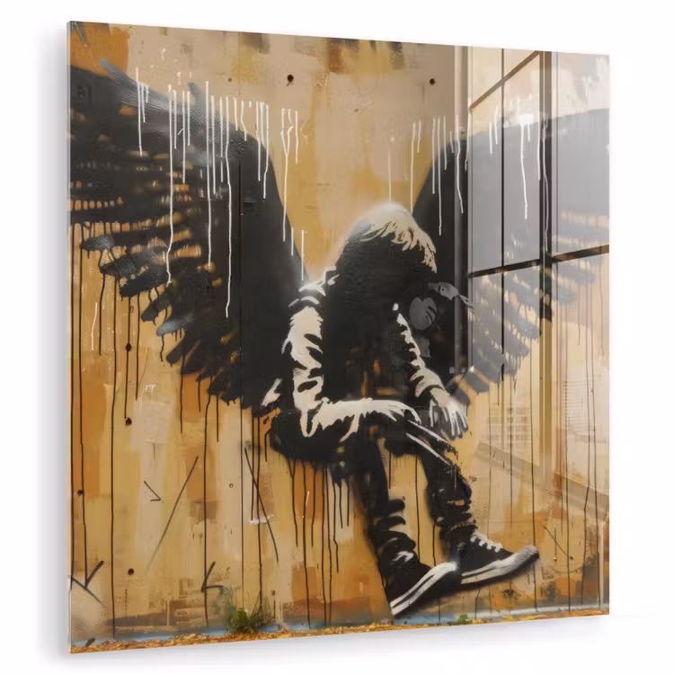 Graffiti - Kunst - Vleugels - Street art - Banksy plexiglas 5mm klein -zzzproduct_nieuw