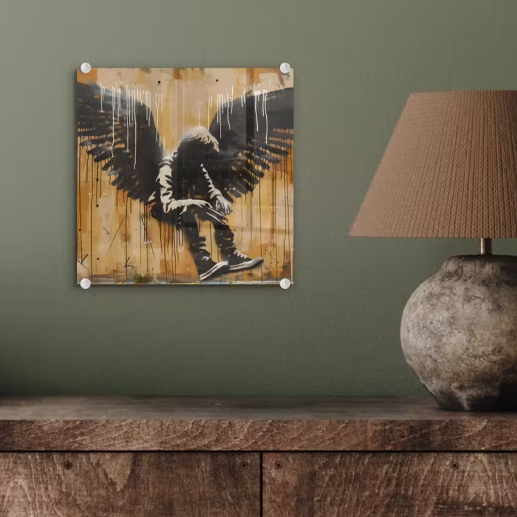 Graffiti - Kunst - Vleugels - Street art - Banksy plexiglas 5mm klein -sfeer3