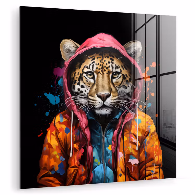 Graffiti - Luipaard - Zwart - Jas plexiglas 5mm klein -zzzproduct_nieuw