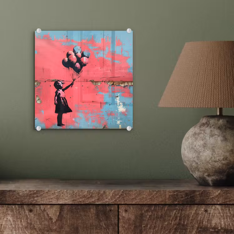 Graffiti - Meisje - Ballon - Banksy - Street art plexiglas 5mm klein -sfeer3