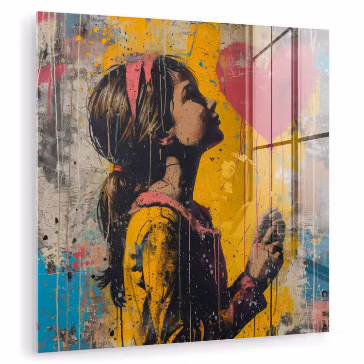 Graffiti - Meisje - Ballon - Street art plexiglas 5mm klein -zzzproduct_nieuw