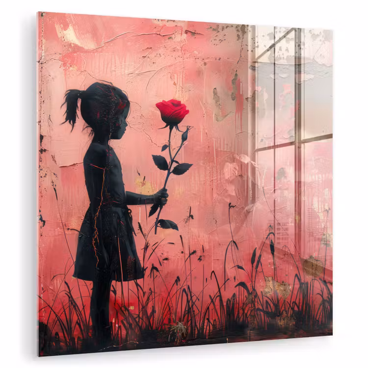 Graffiti - Meisje - Roze - Street art - Roos - Banksy plexiglas 5mm klein -zzzproduct_nieuw