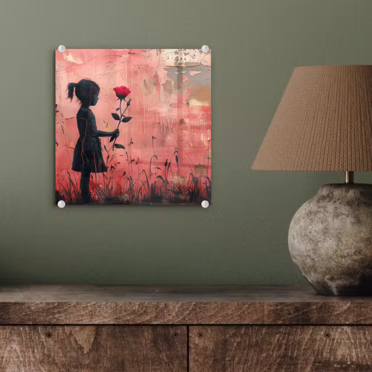 Graffiti - Meisje - Roze - Street art - Roos - Banksy plexiglas 5mm klein -sfeer3