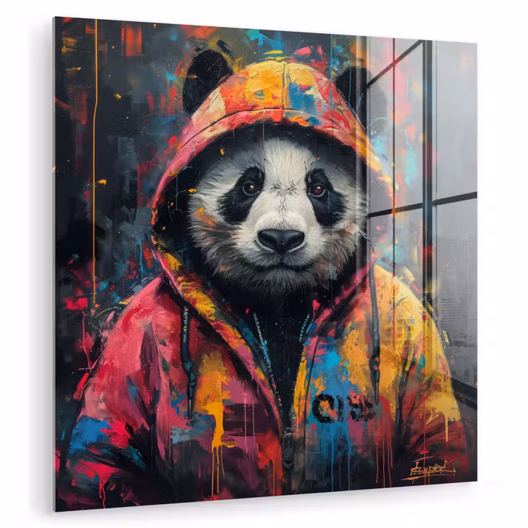 Graffiti - Panda - Jas - Kleurrijk plexiglas 5mm klein -zzzproduct_nieuw