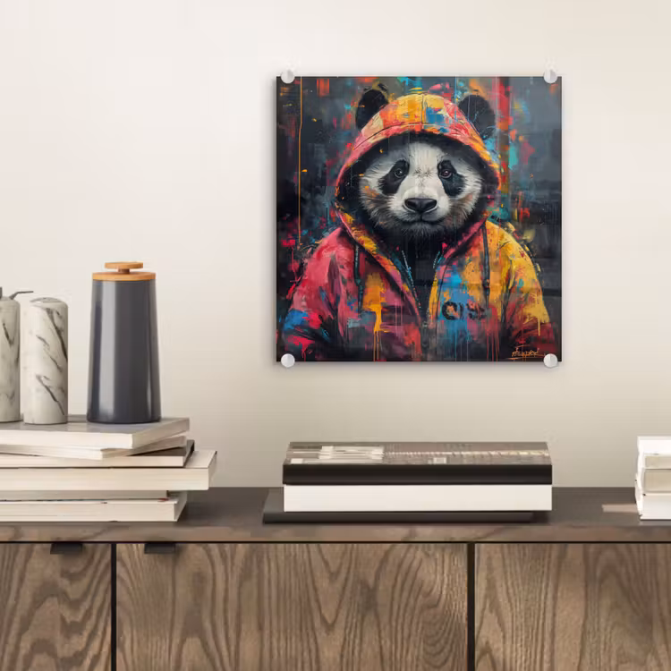 Graffiti - Panda - Jas - Kleurrijk plexiglas 5mm klein -sfeer1