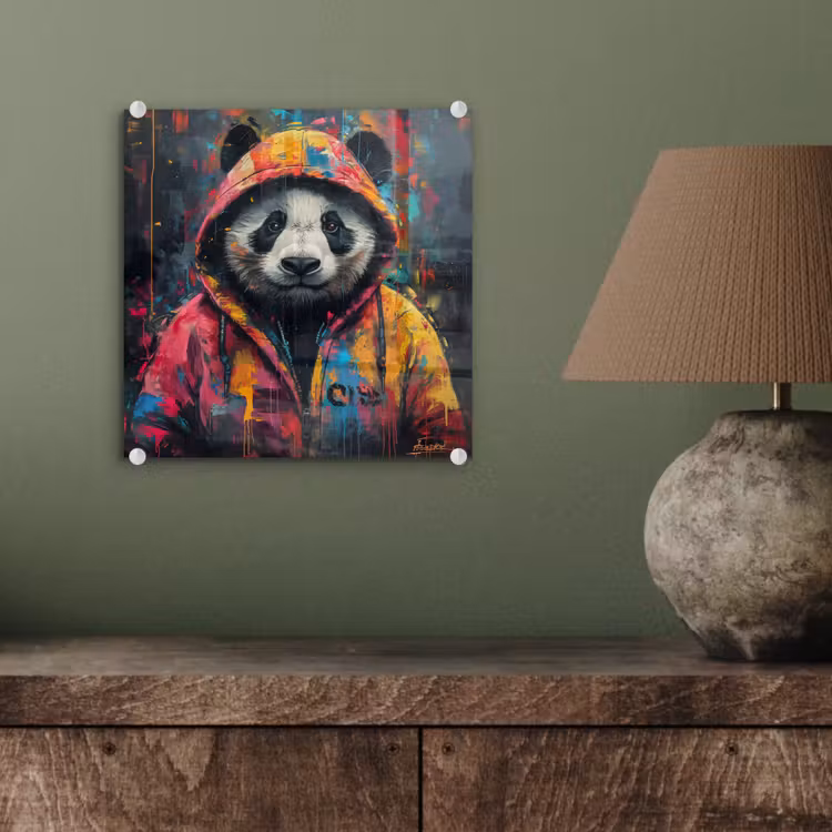 Graffiti - Panda - Jas - Kleurrijk plexiglas 5mm klein -sfeer3