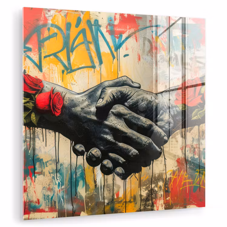 Graffiti - Rozen - Handen - Street art - Banksy plexiglas 5mm klein -zzzproduct_nieuw