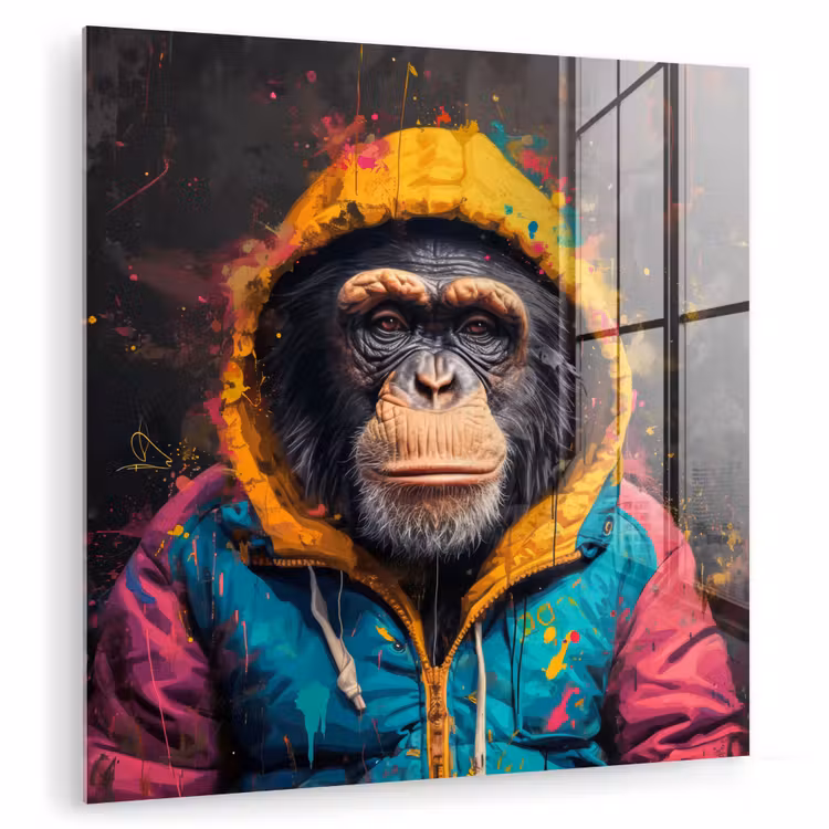 Graffiti - Chimpansee - Jas - Aap - Verf plexiglas 5mm klein -zzzproduct_nieuw