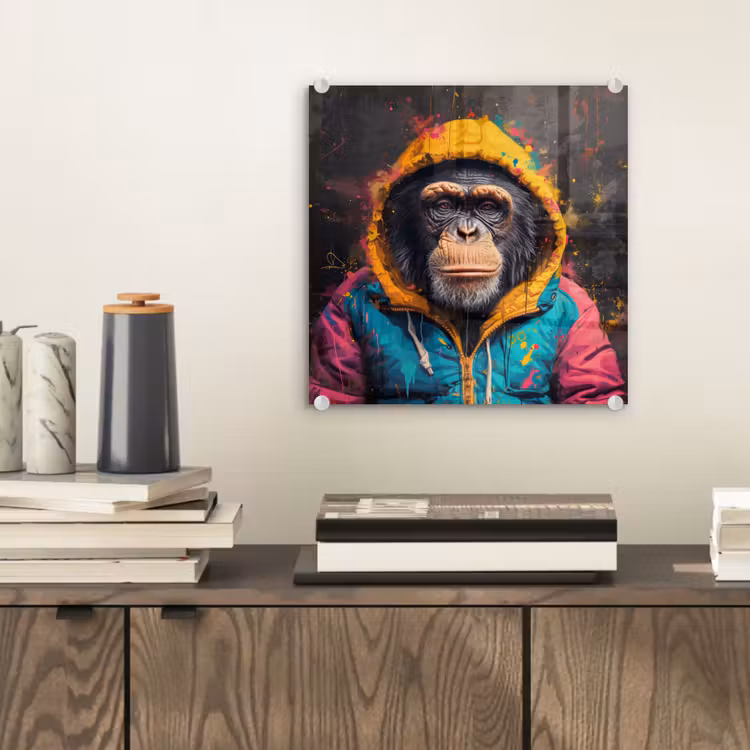 Graffiti - Chimpansee - Jas - Aap - Verf plexiglas 5mm klein -sfeer1