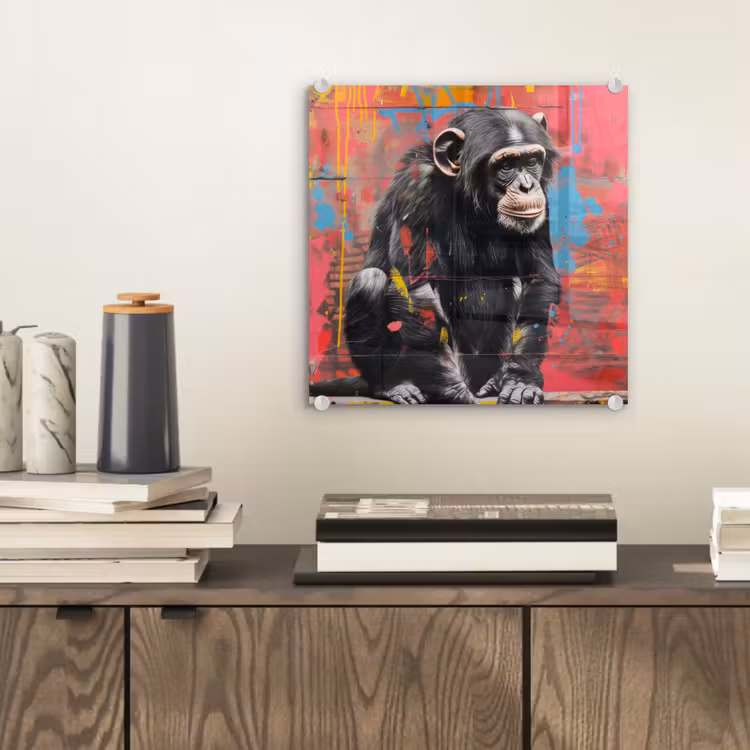 Graffiti - Chimpansee - Dieren - Street art - Banksy plexiglas 5mm klein -sfeer1
