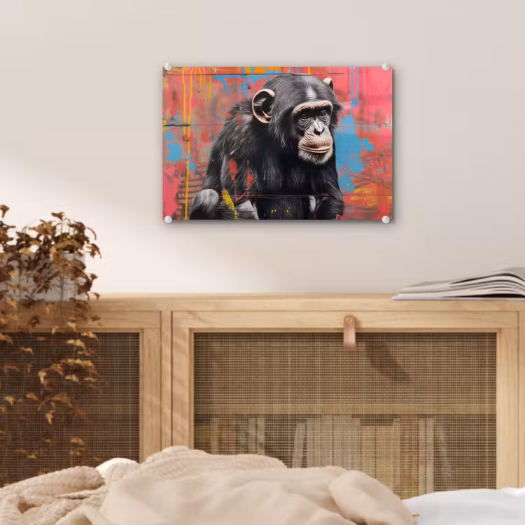 Graffiti - Chimpansee - Dieren - Street art - Banksy plexiglas 5mm klein -sfeer3