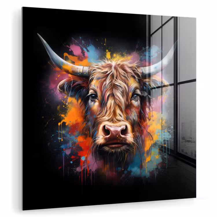 Graffiti - Schotse hooglander - Zwart - Koe plexiglas 5mm klein -zzzproduct_nieuw