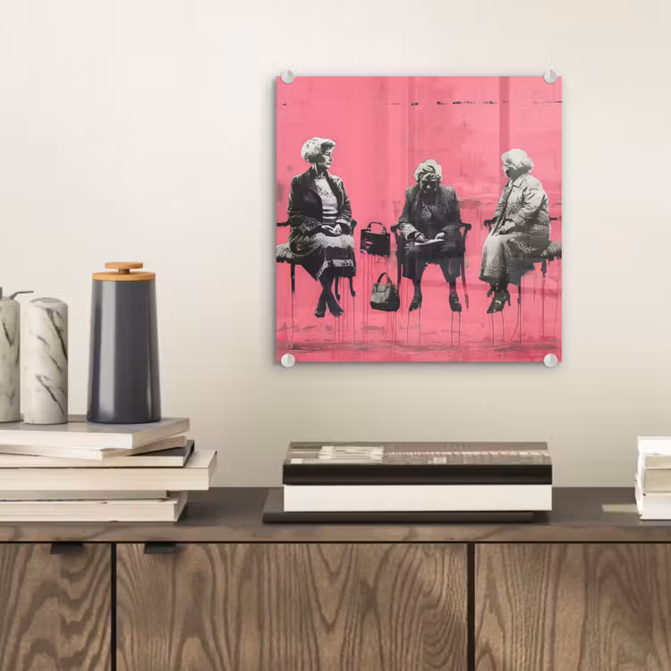 Graffiti - Vintage - Zwart - Street art - Roze - Banksy plexiglas 5mm klein -sfeer1