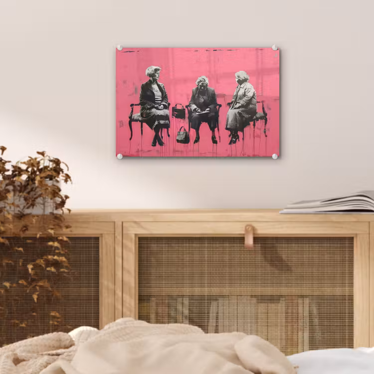 Graffiti - Vintage - Zwart - Street art - Roze - Banksy plexiglas 5mm klein -sfeer3