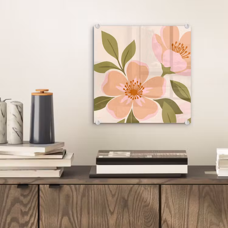 Grafisch - Bloemen - Roze plexiglas 5mm klein -sfeer1