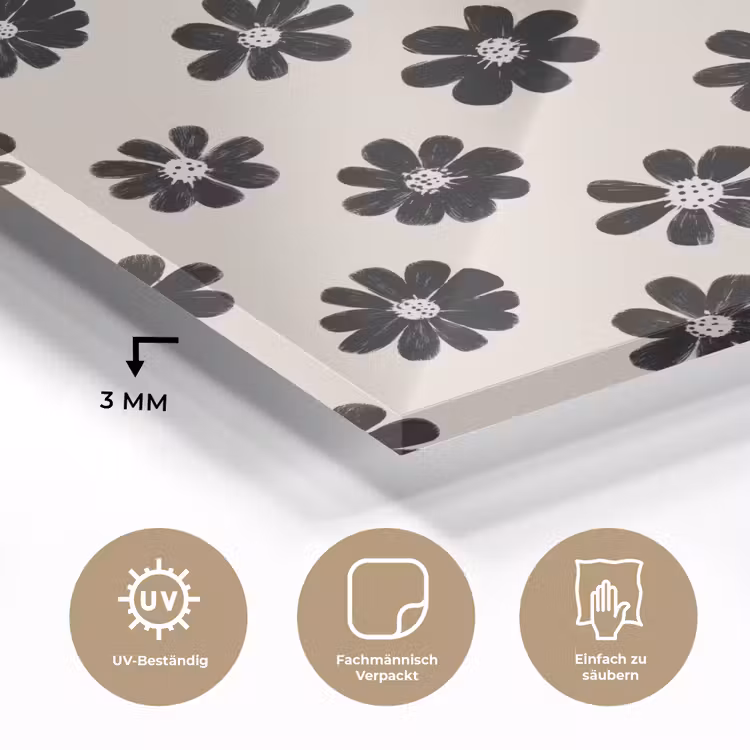 Grafisch - Madeliefjes - Zwart - Beige plexiglas 5mm klein 11 -wsfeer2_DE