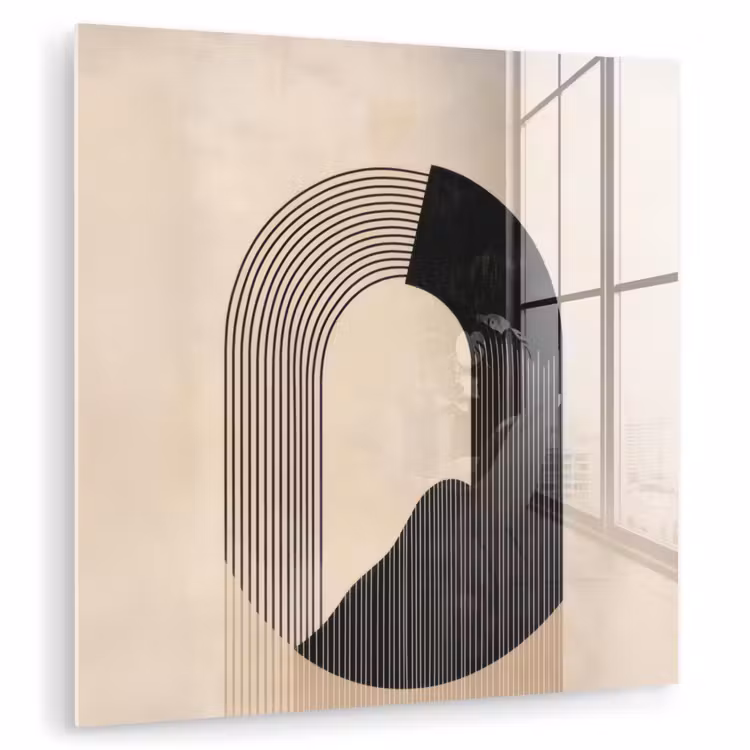 Grafisch gebogen motief - Beige plexiglas 5mm klein -zzzproduct_nieuw