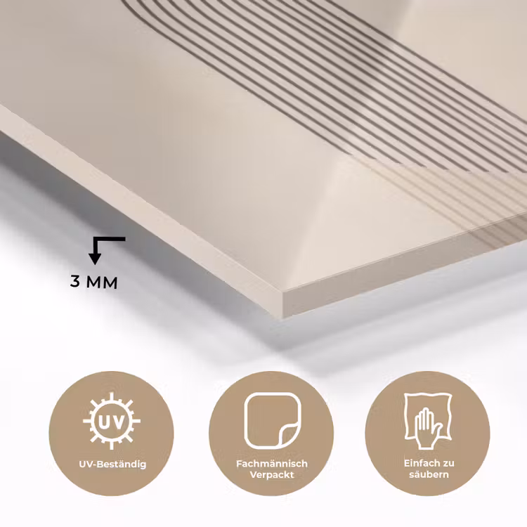 Grafisch gebogen motief - Beige plexiglas 5mm klein -wsfeer2_DE