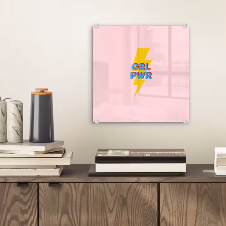 Grl pwr - Bliksem - Roze plexiglas 5mm klein -sfeer1